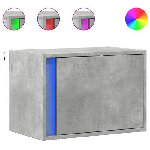 Tables de chevet murales avec lumières LED 2 pcs gris béton - Photo n°2; ?>