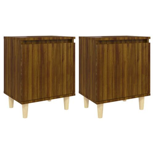 Tables de chevet pieds en bois 2 pcs Chêne marron 40x30x50 cm - Photo n°2; ?>