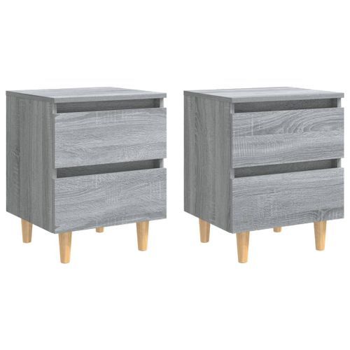 Tables de chevet pieds en bois 2 pcs Sonoma gris 40x35x50 cm - Photo n°2; ?>