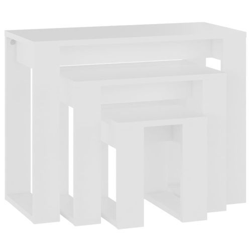 Tables gigognes 3 pcs Blanc 3 - Photo n°3; ?>