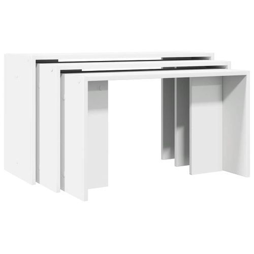 Tables gigognes 3 pcs blanc bois d'ingénierie - Photo n°2; ?>