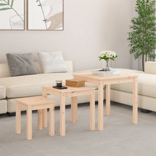 Tables gigognes 3 pcs Bois de pin massif - Photo n°2; ?>