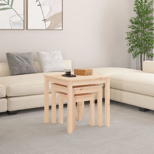 Tables gigognes 3 pcs Bois de pin massif - Photo n°3; ?>