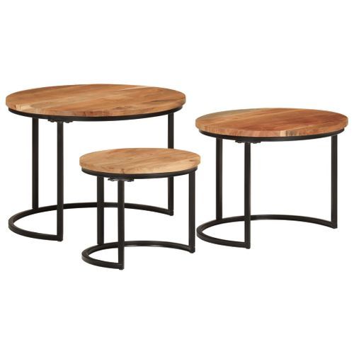 Tables gigognes 3 pcs bois massif d'acacia - Photo n°2; ?>