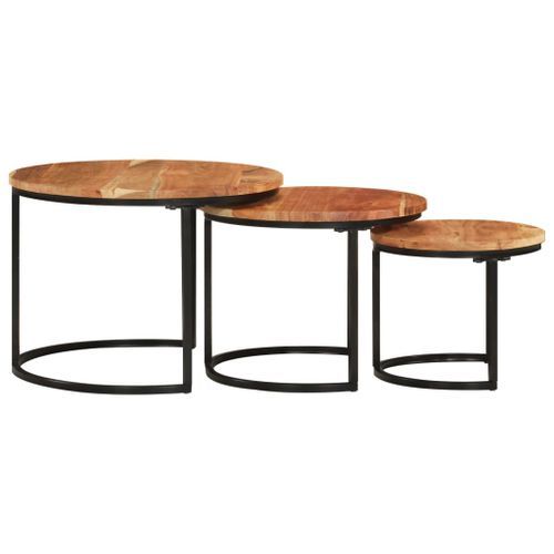 Tables gigognes 3 pcs bois massif d'acacia - Photo n°3; ?>