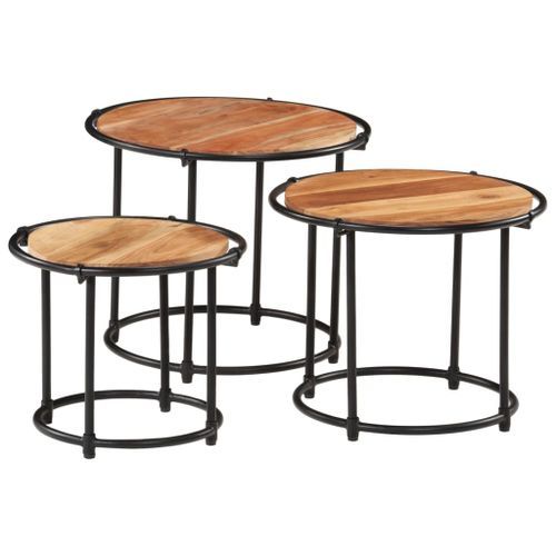 Tables gigognes 3 pcs bois massif d'acacia - Photo n°2; ?>