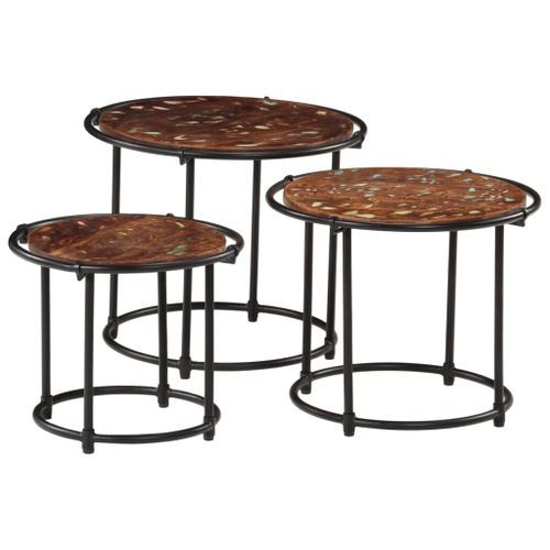 Tables gigognes 3 pcs bois massif de récupération - Photo n°2; ?>