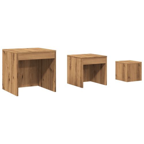 Tables gigognes 3 pcs chêne artisanal bois d'ingénierie - Photo n°2; ?>