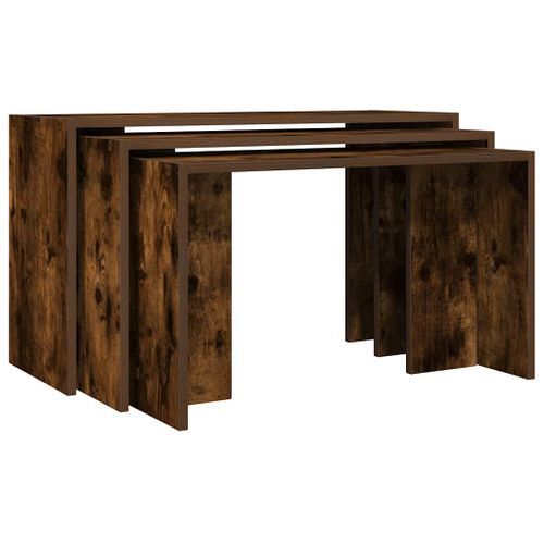 Tables gigognes 3 pcs chêne fumé bois d'ingénierie - Photo n°2; ?>