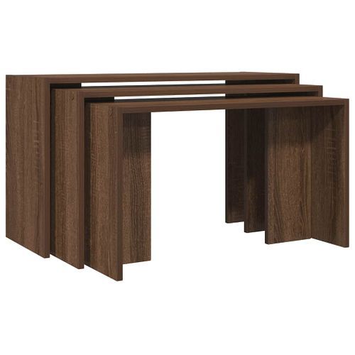 Tables gigognes 3 pcs chêne marron bois d'ingénierie - Photo n°2; ?>