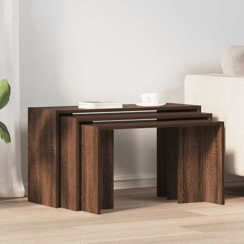 Tables gigognes 3 pcs chêne marron bois d'ingénierie - Photo n°3; ?>