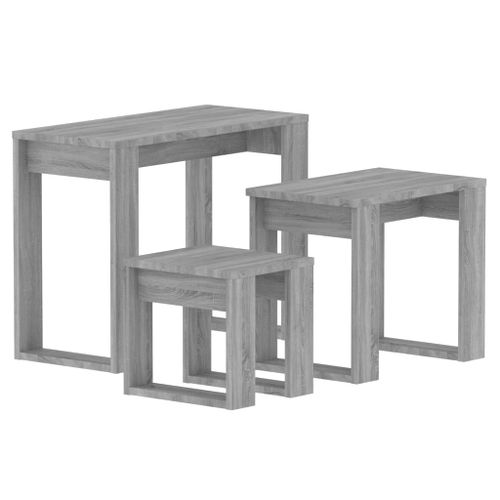 Tables gigognes 3 pcs Sonoma gris Bois d'ingénierie - Photo n°2; ?>