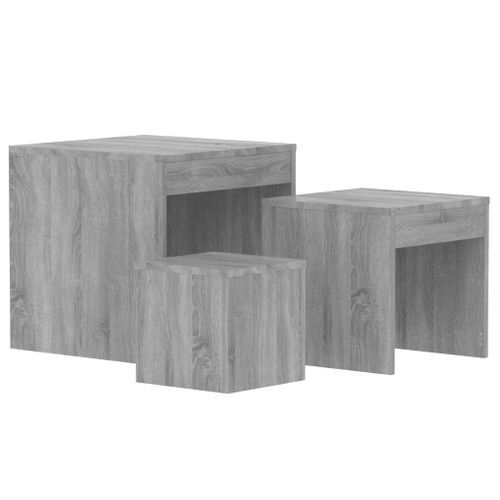 Tables gigognes 3 pcs Sonoma gris Bois d'ingénierie - Photo n°2; ?>