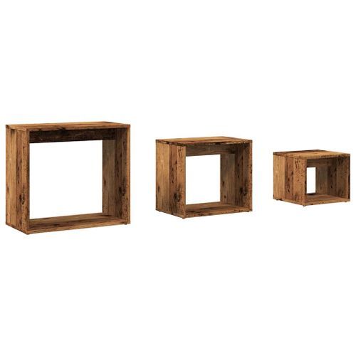 Tables gigognes 3 pcs vieux bois bois d'ingénierie - Photo n°2; ?>