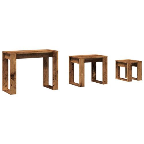 Tables gigognes 3 pcs vieux bois bois d'ingénierie - Photo n°2; ?>