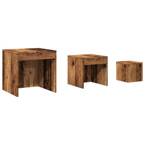 Tables gigognes 3 pcs vieux bois bois d'ingénierie - Photo n°2; ?>