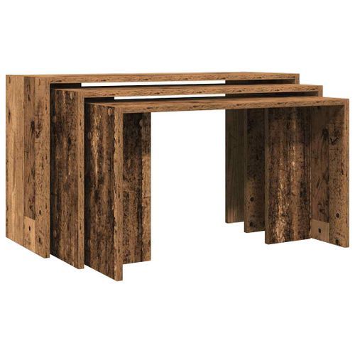 Tables gigognes 3 pcs vieux bois bois d'ingénierie - Photo n°2; ?>