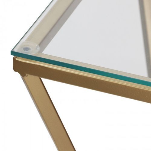 Tables gigognes verre transparent et pieds métal doré Elge - Lot de 3 - Photo n°3; ?>