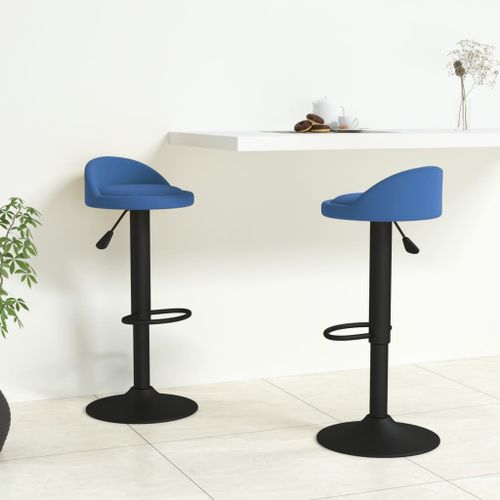 Tabouret assise arrondie velours bleu Luna - Lot de 2 - Photo n°2; ?>