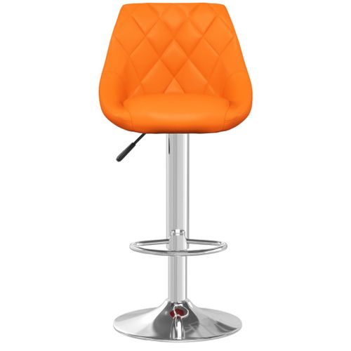 Tabouret avec dossier et assise en simili cuir orange Loka - Photo n°2; ?>