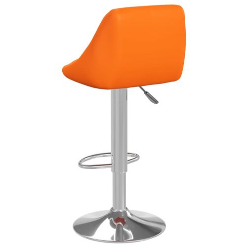 Tabouret avec dossier et assise en simili cuir orange Loka - Photo n°3; ?>