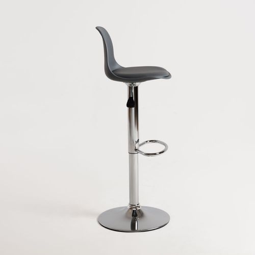 Tabouret avec dossier simili cuir gris Lennie - Photo n°3; ?>