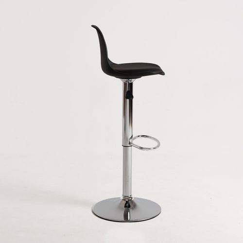 Tabouret avec dossier simili cuir noir Lennie - Photo n°3; ?>