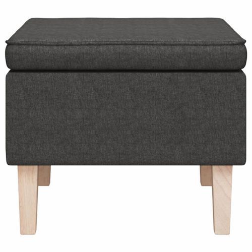 Tabouret avec pieds en bois Gris foncé Tissu - Photo n°3; ?>