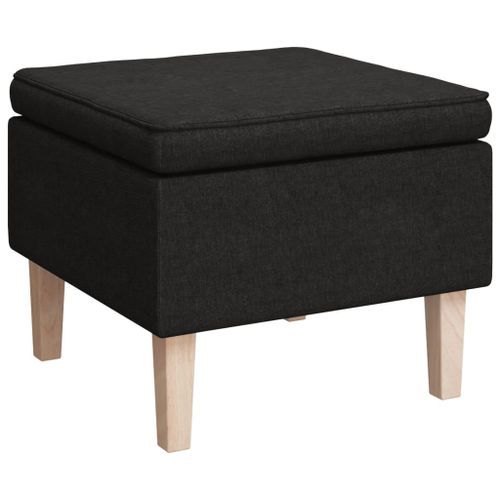 Tabouret avec pieds en bois Noir Tissu - Photo n°2; ?>