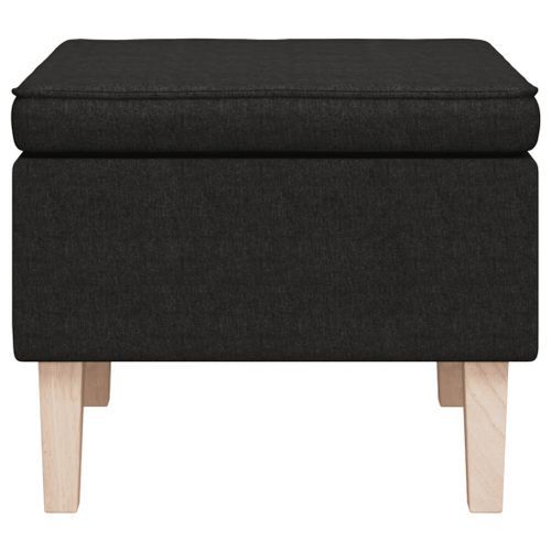 Tabouret avec pieds en bois Noir Tissu - Photo n°3; ?>