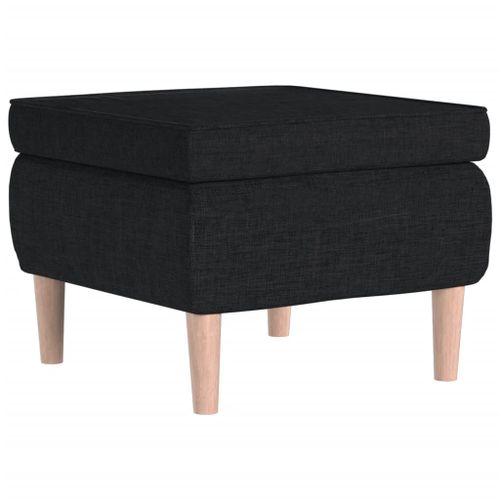 Tabouret avec pieds en bois Noir Tissu - Photo n°2; ?>