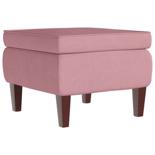 Tabouret avec pieds en bois Rose Velours - Photo n°2; ?>