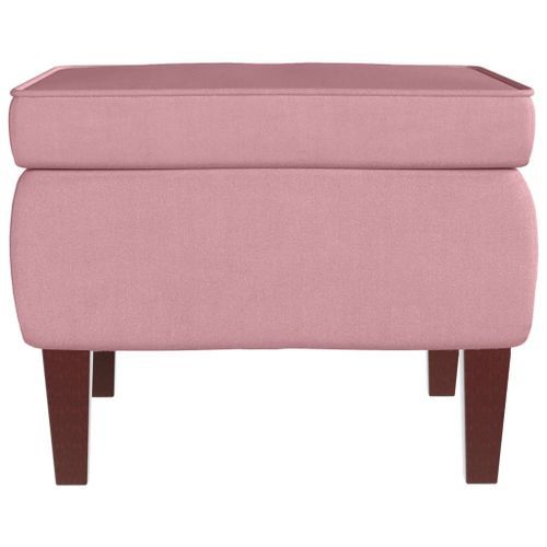 Tabouret avec pieds en bois Rose Velours - Photo n°3; ?>