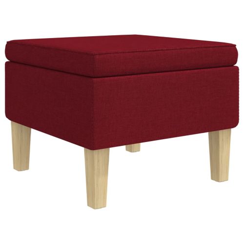 Tabouret avec pieds en bois Rouge bordeaux Tissu - Photo n°2; ?>