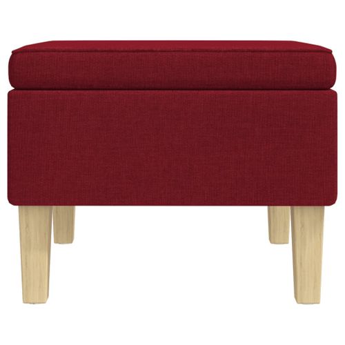 Tabouret avec pieds en bois Rouge bordeaux Tissu - Photo n°3; ?>