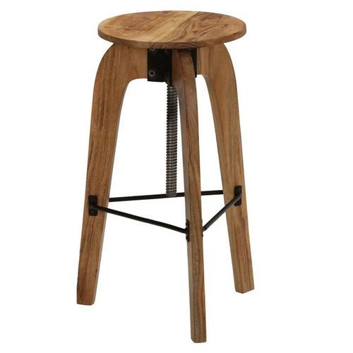 Tabouret de bar acacia massif clair Apine - Lot de 2 - Photo n°2; ?>