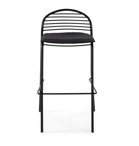 Tabouret De Bar Cuir Noir Et Pieds Métal Noir Desy 6 Tabouret de bar cuir noir et pieds métal noir Desy - Photo n°2; ?>