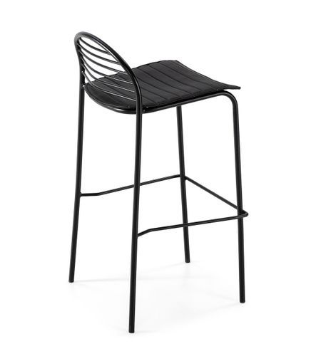 Tabouret De Bar Cuir Noir Et Pieds Métal Noir Desy 7 Tabouret de bar cuir noir et pieds métal noir Desy - Photo n°3; ?>