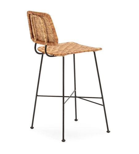 Tabouret de Bar osier naturel et pieds métal noir Randy - Design tendance - Photo n°3; ?>