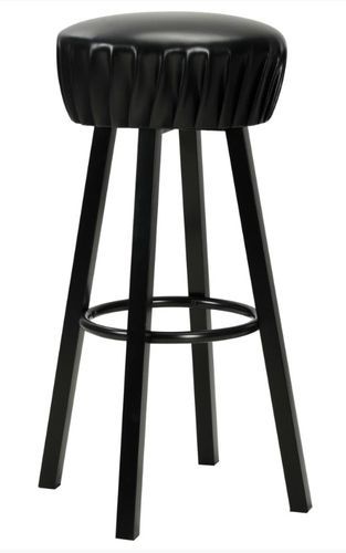 Tabouret de bar rond simili cuir et pieds métal noir Haryela - Lot de 2 - Photo n°2; ?>