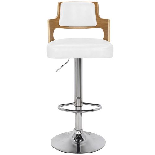 Tabouret de bar simili cuir blanc et chêne clair Pako - Lot de 2 - Photo n°3; ?>