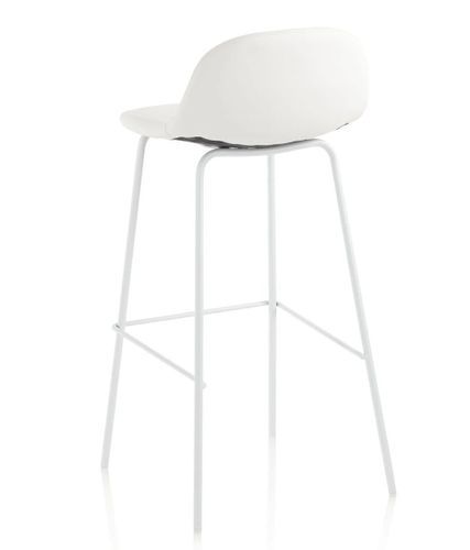 Tabouret de bar simili cuir blanc et pieds métal blanc Vyre - Photo n°2; ?>