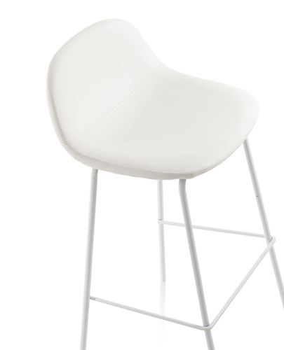 Tabouret de bar simili cuir blanc et pieds métal blanc Vyre - Photo n°3; ?>