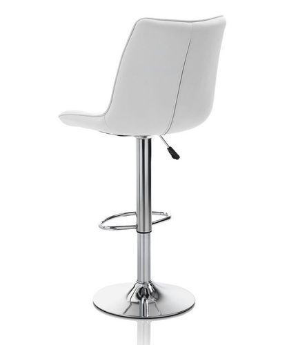 Tabouret de bar simili cuir blanc et pieds métal chromé Pola - Lot de 2 - Photo n°2; ?>