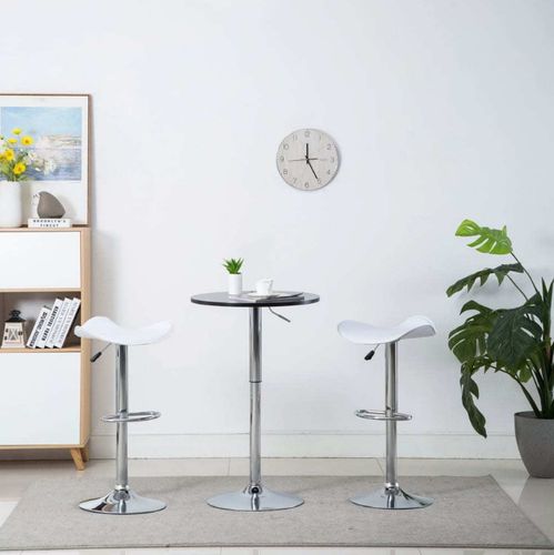 Tabouret de bar simili cuir blanc Ore - Lot de 2 - Photo n°3; ?>