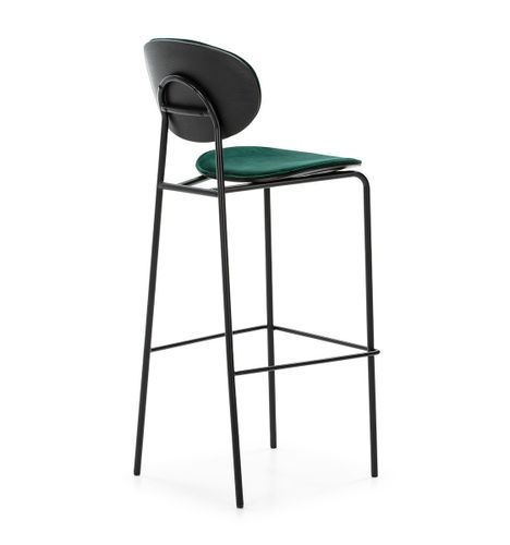 Tabouret de bar velours vert et pieds métal noir Ethel - Photo n°3; ?>