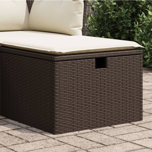 Tabouret de jardin avec coussin brun 55x55x37 cm résine tressée - Photo n°2; ?>