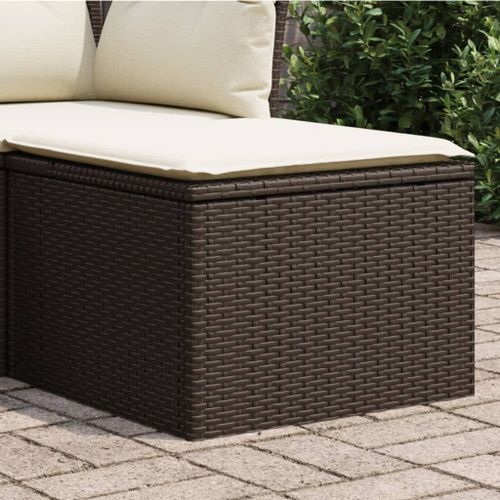 Tabouret de jardin avec coussin brun 55x55x37 cm résine tressée - Photo n°2; ?>