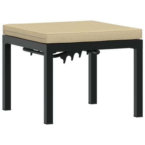 Tabouret de jardin avec coussin noir acier enduit de poudre - Photo n°2; ?>