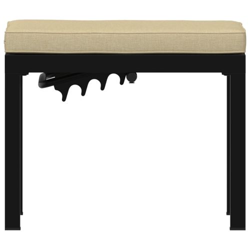 Tabouret de jardin avec coussin noir acier enduit de poudre - Photo n°3; ?>